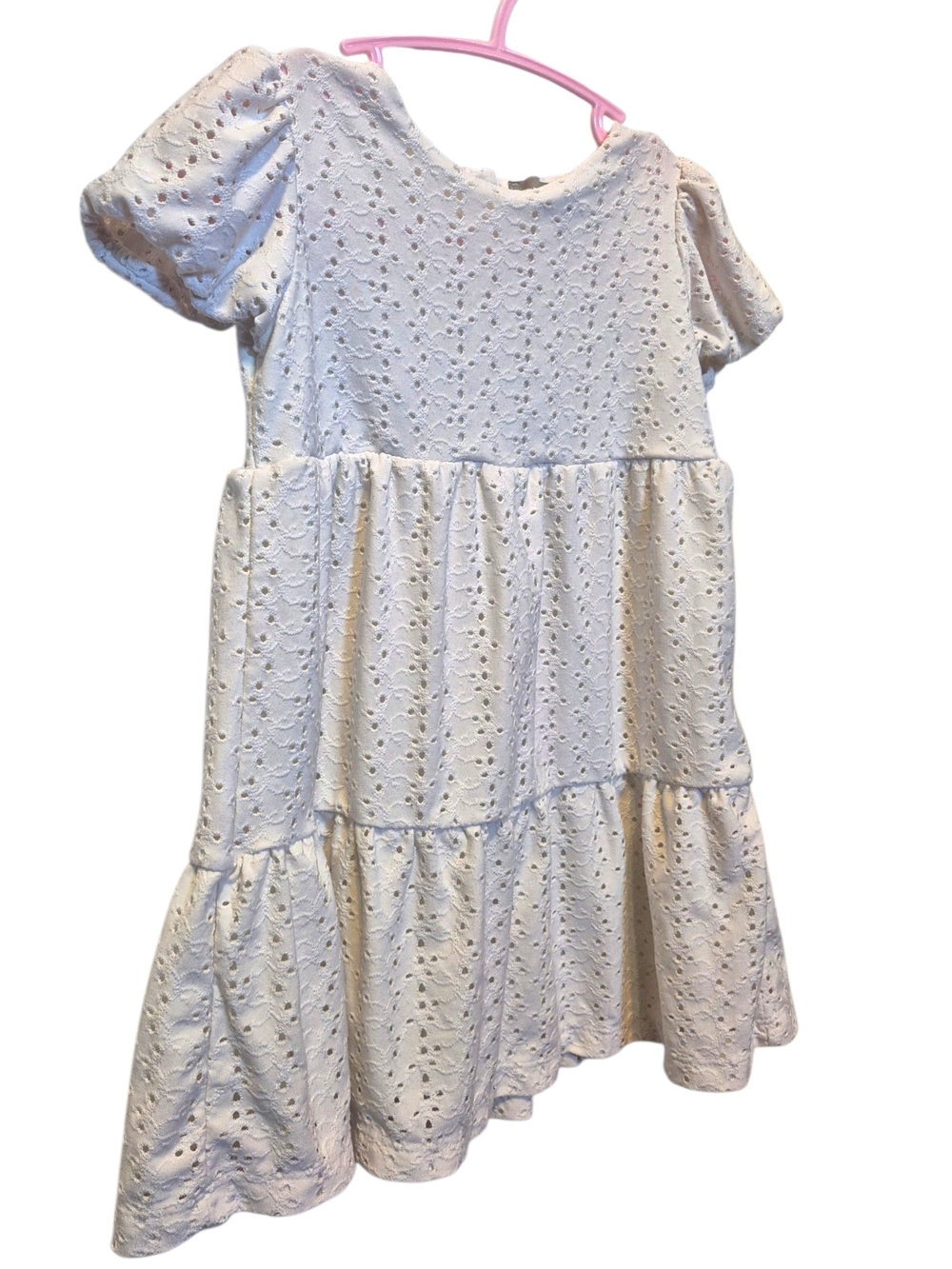 Primark White Eyelet Tiered Puff-Sleeve Dress